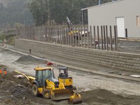 4500 sq.ft. Lock + Load Retaining Wall for Ledcor Construction at Winroc Warehouse in Goldstream Industrial Park, Victoria, BC.