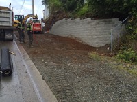 2000 sq.ft. Allan Block Retaining Wall for Tofino Storage and Warehousing Ltd. on Industrial Way, Tofino, BC.